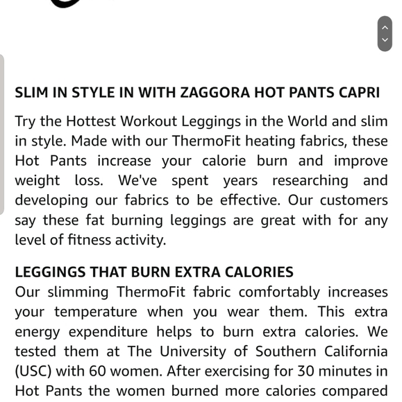 Zaggora Slimming Capri Hot Pants sz Large Neoprene Pants - Picture 8 of 9